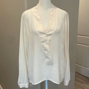 Zara Basic Long Sleeve V-Neck Tunic Blouse Size L